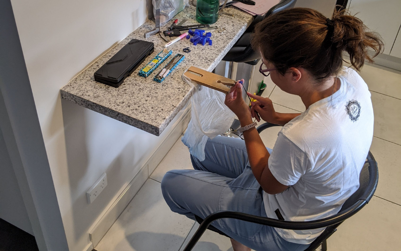 Jewellery bench at a breakfast bar