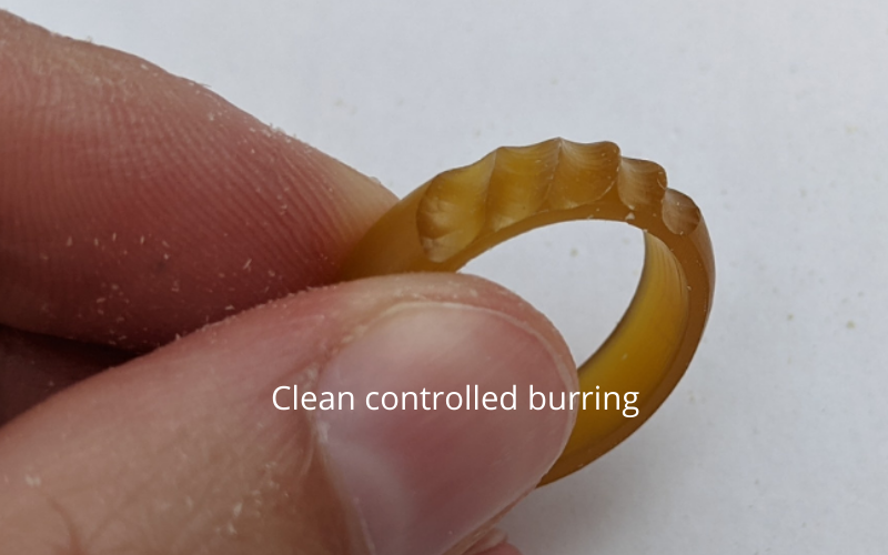 Gold wax ring with clean burr pattern