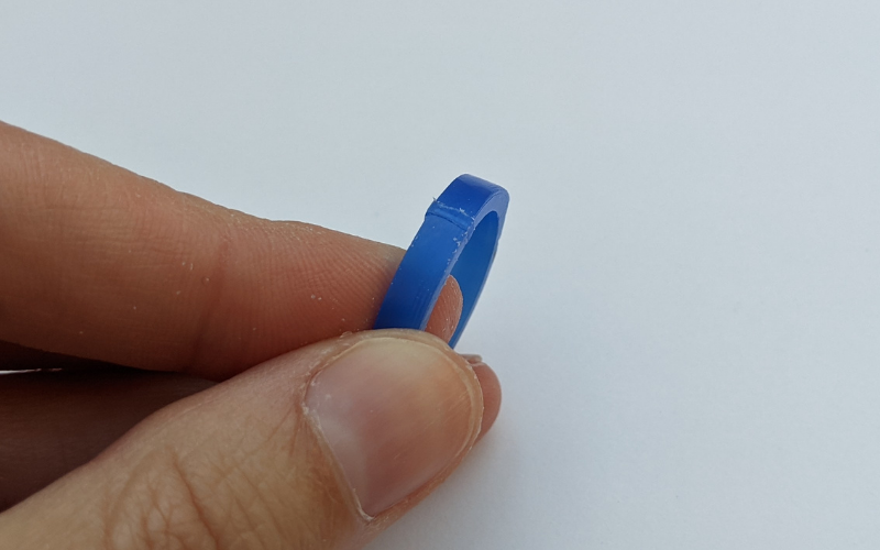 Blue wax ring with the blobs filed back 