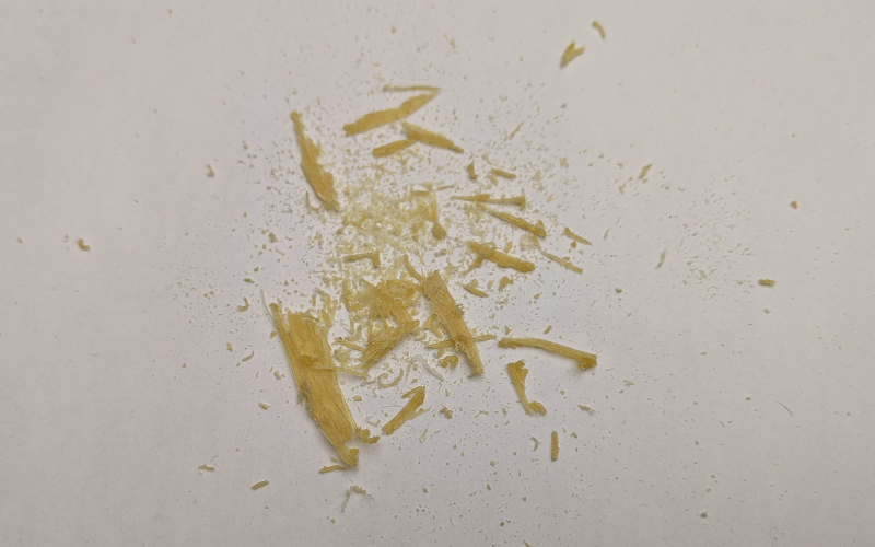 Gold wax dust from piercing