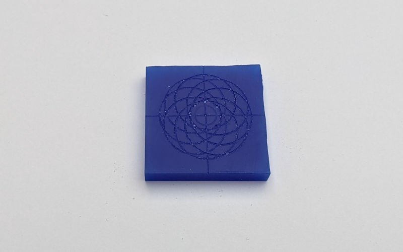Blue wax with pattern marked on it