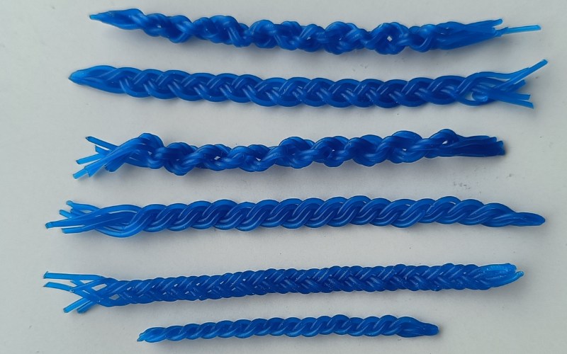6 lengths of different kinds of braided wax wire